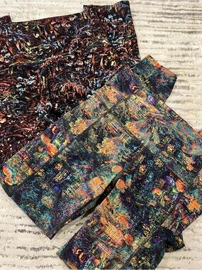 2 Pairs of Colorful Abstract Print Leggings - Multicolor